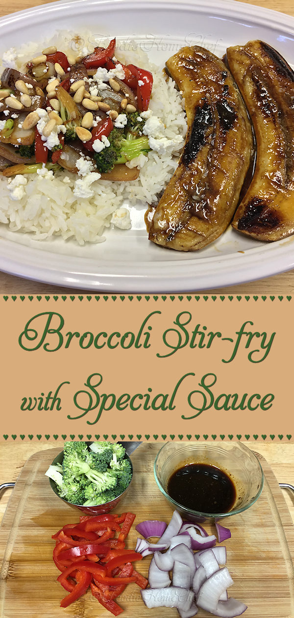 Broccoli Stir-fry is so easy to make & can be prepped in advance. A favorite at my house for Meatless Monday or Foodie Fryday. Delicious on it's own, but absolutely fabulous when served with my Fried Bananas recipe on the side! --------- #StirFry #StirFryRecipes #AsianFood #AsianRecipes  #VegetarianRecipes #VeganRecipes #HealthyRecipes #BroccoliRecipes #Food #Cooking #Recipes #Recipe #FoodieHomeChef
