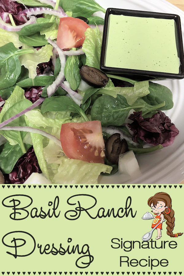 This salad dressing was created for an Ecology Themed pot luck I was invited to in the 1970's. I made it to go along with my Green Greens Salad recipe & it was a hit! Add this tasty dressing to your everyday salad dressing rotation & you can also serve this as a vegetable dip at your next party. --------- #BasilRanchDressing #RanchSaladDressing #RanchDressing #Salad #SaladDressing #SaladDressingRecipes #HomemadeSaladDressing #VegetableDip #Food #Cooking #Recipes #Recipe #FoodieHomeChef
