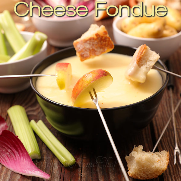 Beer based cheese fondue makes a fabulous appetizer, snack or light meal. Easy to make, fun to eat, with minimal cleanup. You'll love it & will be making it over & over again! In 1980 the Melting Pot Restaurant graciously shared their Gourmet Cheese Fondue recipe with me, which is what this recipe is based on, and now I'm sharing it with you! #Fondue #CheeseFondue #GourmetCheeseFondue #MeltingPot #Appetizer #Appetizers #Snack #Snacks #PartyFood #Food #Cooking #Recipes #Recipe #FoodieHomeChef
