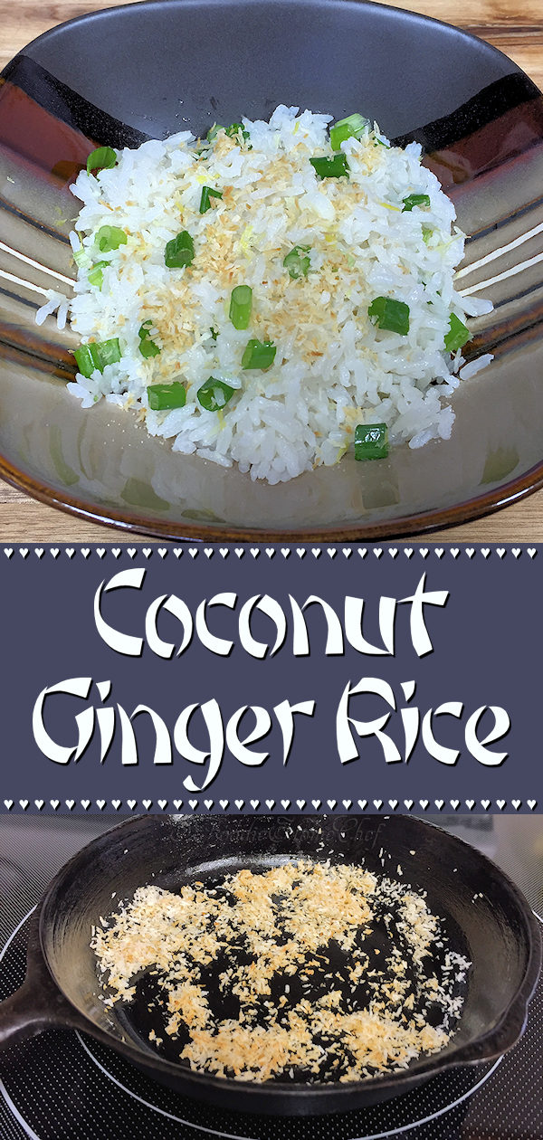 Creamy, delectable coconut ginger rice is a great side dish for all types of Asian Food & compliments any steak, pork, lamb or chicken dish. A vegetarian option is to turn this into a light meal for 3 people by adding 3 cups of roasted, steamed or grilled vegetables. --------- #CoconutGingerRice #JasmineRice #RiceRecipes #Rice #AsianFood #AsianRecipes #VegetarianRecipes #VeganRecipes #HealthyRecipes #SideDishes #MeatlessMondays #Food #Cooking #Recipes #Recipe #FoodieHomeChef
