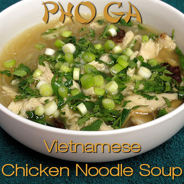 Pho is a traditional Vietnamese noodle soup originally made with beef. Pho Ga by Foodie Home Chef is the chicken version. Have leftover turkey from Thanksgiving? Use that instead of chicken. No matter how it's made, Pho Ga is enticingly aromatic & seriously delicious. I guarantee your whole family will love this comfort food! | Foodie Home Chef @foodiehomechef 
#PhoGa #SoupRecipes #VietnameseRecipes #AsianFood #AsianRecipes #ChickenSoup #NoodleSoup #HealthyRecipes #ComfortFood #foodiehomechef