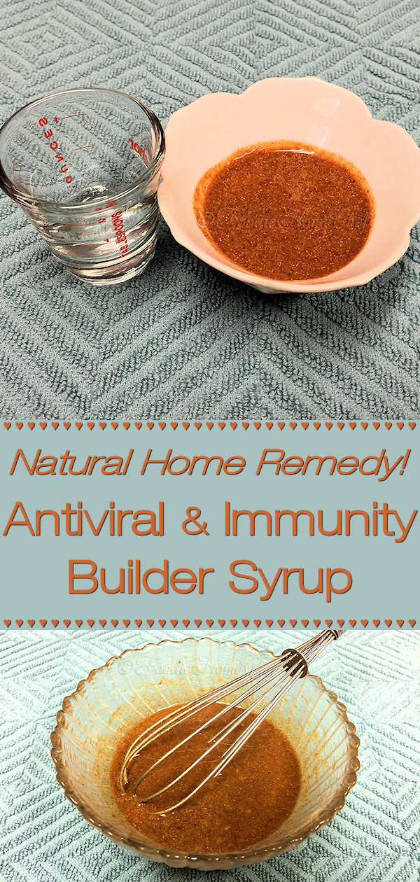 Build up your immune system with this Natural Antiviral & Immunity Builder Syrup by Foodie Home Chef. Taking this home remedy will help protect you during the cold & flu season. The best part is that it has no side effects that can sometimes happen while taking over the counter or prescription medications.
#NaturalImmunityBuilder #NaturalAntiviral #ColdRemedies #FluRemedies #HomeRemedies #NaturalRemedies #Farmacy #FoodieFarmacy #foodiehomechef @foodiehomechef