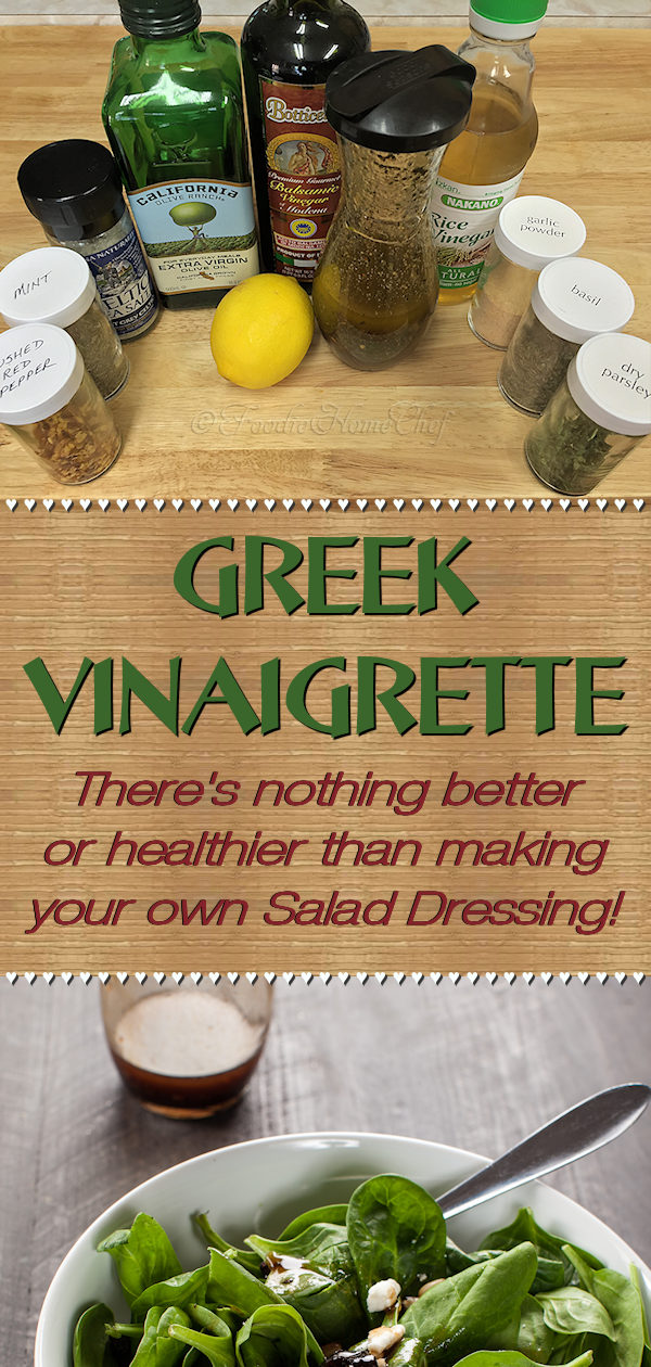 Making your own salad dressings is much healthier than using store bought. It gives you the control to use only the best ingredients & to customized it to your own taste. Not only is this Greek Vinaigrette by Foodie Home Chef terrific on salads, but it makes a great marinade for meat & poultry as well!
#GreekVinaigrette #SaladDressings #SaladDressingRecipes #Salad #HomemadeSaladDressing #Marinades #MarinadeRecipes #KetoRecipes #VegetarianRecipes #VeganRecipes #foodiehomechef @foodiehomechef