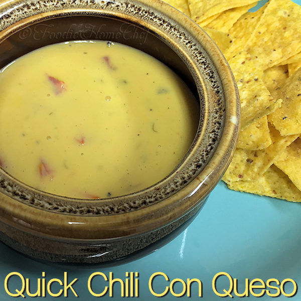 Love cheese? Love Mexican Food? Then Chili Con Queso by Foodie Home Chef will put a smile on your face! Quick & easy to prepare, it's perfect for serving as an appetizer, snack or at parties & game day gatherings... just double, triple or quadruple the recipe to feed a crowd. #ChiliConQueso #MexicanRecipes #MexicanFood #DipRecipes #Dip #PartyRecipes #GameDay #GameDayRecipes #SuperBowlRecipes #Appetizers #AppetizerRecipes #Snacks #SnackRecipes #ComfortFood 
 #foodiehomechef @foodiehomechef