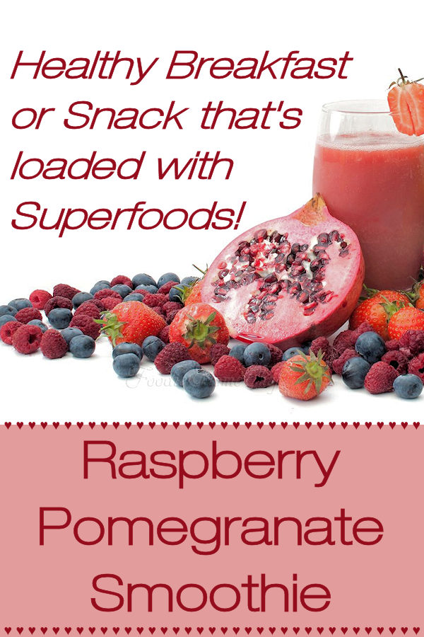 Start your day off right with this Raspberry Pomegranate Smoothie by Foodie Home Chef. Not only are raspberries, pomegranates & blueberries superfoods, but the combo tastes great! Have this smoothie any time as a great pick me up snack that the whole family will love!
#RaspberryPomegranateSmoothie #SmoothieRecipes #Smoothies #BreakfastRecipes #HealthyBreakfast #SnackRecipes #FruitRecipes #HealthyRecipes #VegetarianRecipes #KetoRecipes #foodiehomechef @foodiehomechef