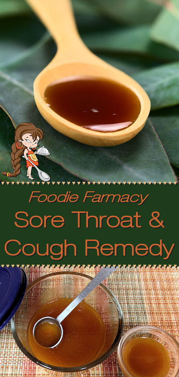 When you're suffering with a sore throat take this natural home remedy by Foodie Home Chef. It will soothe your sore throat & alleviate your cough. Best of all... it has no side effects that happen when taking over the counter or prescription medications! Natural Sore Throat Remedies | Sore Throat Remedy | Cough Remedy | Natural Cough Remedy | Cough Syrup | Natural Cough Syrup | Home Remedies | Natural Remedies | Cold Remedies | Farmacy | Foodie Farmacy | #foodiehomechef @foodiehomechef