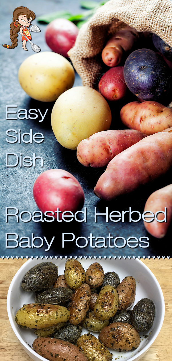 Roasted Herbed Baby Potatoes by Foodie Home Chef is one of the tastiest, yet easiest potato side dish you'll ever make. This versatile potato recipe can be served at breakfast, lunch or dinner & alongside any meat, seafood and/or vegetable. Perfect for a holiday side dish too! Roasted Baby Potatoes | Herbed Potatoes | Potato Recipes | Breakfast Recipes | Lunch Recipes | Dinner Recipes | Vegan Recipes | Keto Recipes | Gluten Free Recipes | Holiday Side Dish | #foodiehomechef @foodiehomechef
