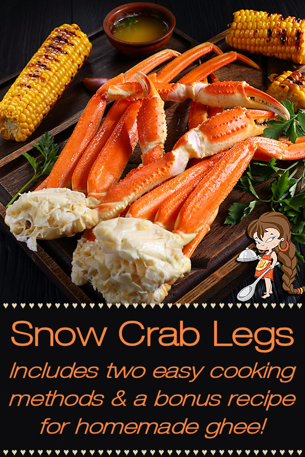 This Snow Crab Legs recipe by Foodie Home Chef shows you just how quick & easy it is to make Snow Crab at home, you'll wonder why you've never done it before! Buy them in the seafood dept at your local grocery store. Look for them to go on sale, buy in bulk, keep in the freezer & save big bucks! Bonus recipe for Homemade Ghee included. Snow Crab Legs | Snow Crab Recipes | Crab Recipes | Seafood Recipes | How to Make Ghee | Ghee Recipes | Clarified Butter Recipes | #foodiehomechef @foodiehomechef
