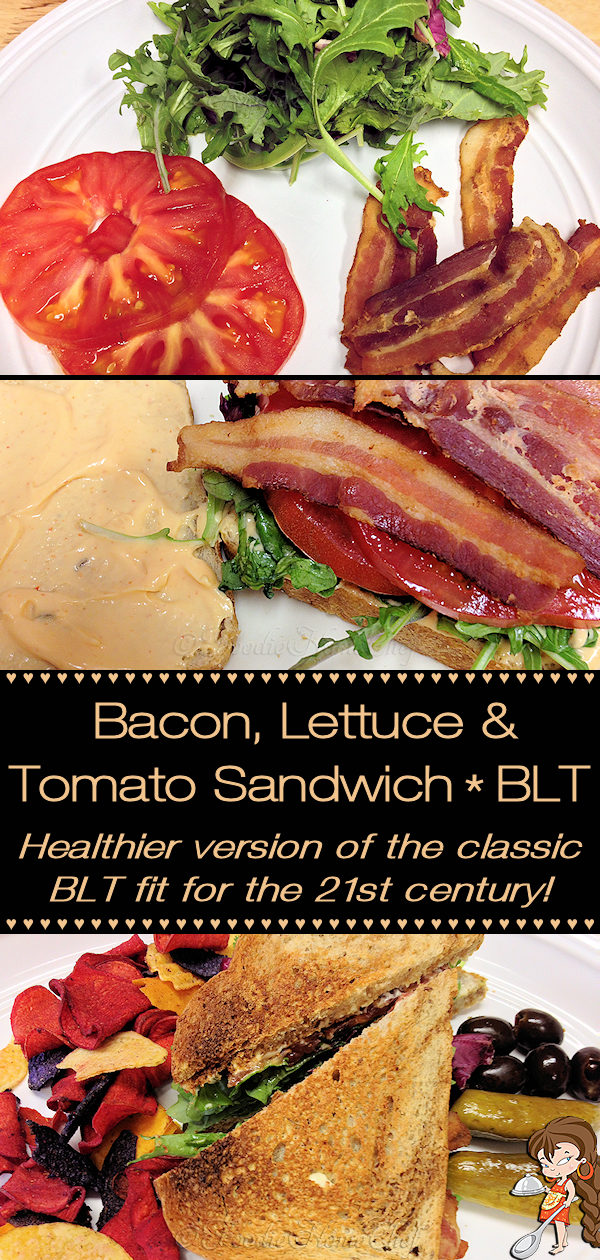 Who doesn't love a good BLT sandwich? Ok, vegans won't, but for the rest of us... Foodie Home Chef has taken this classic sandwich & updated it for the 21st Century by using healthier ingredients & using uncured bacon from humanely raised pigs. And if you want to kick it up a notch, this includes a quick recipe for Sriracha mayonnaise! BLT Sandwich | Bacon Lettuce Tomato Sandwich | Sandwich Recipes | Healthy Sandwich Recipes | Sriracha Mayo | Sriracha Mayonnaise | #foodiehomechef @foodiehomechef
